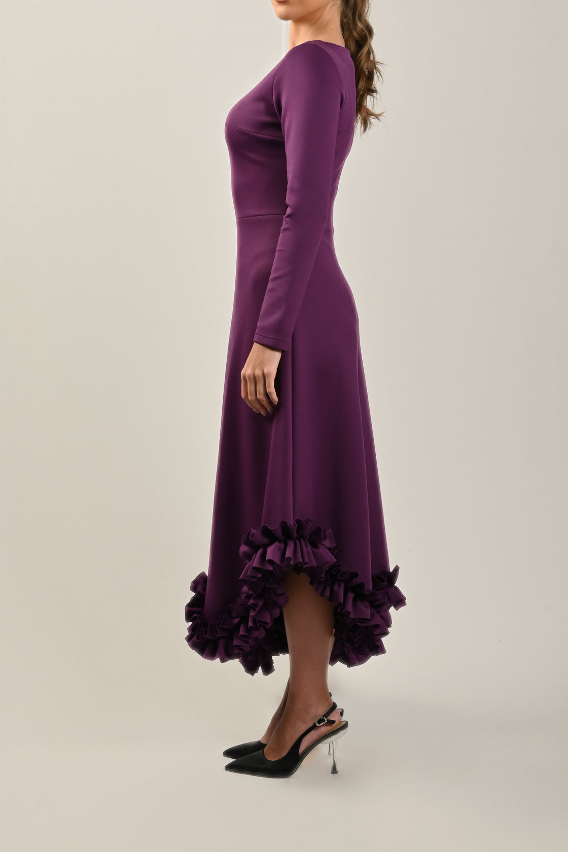 Purple Ruffled Hem Dress