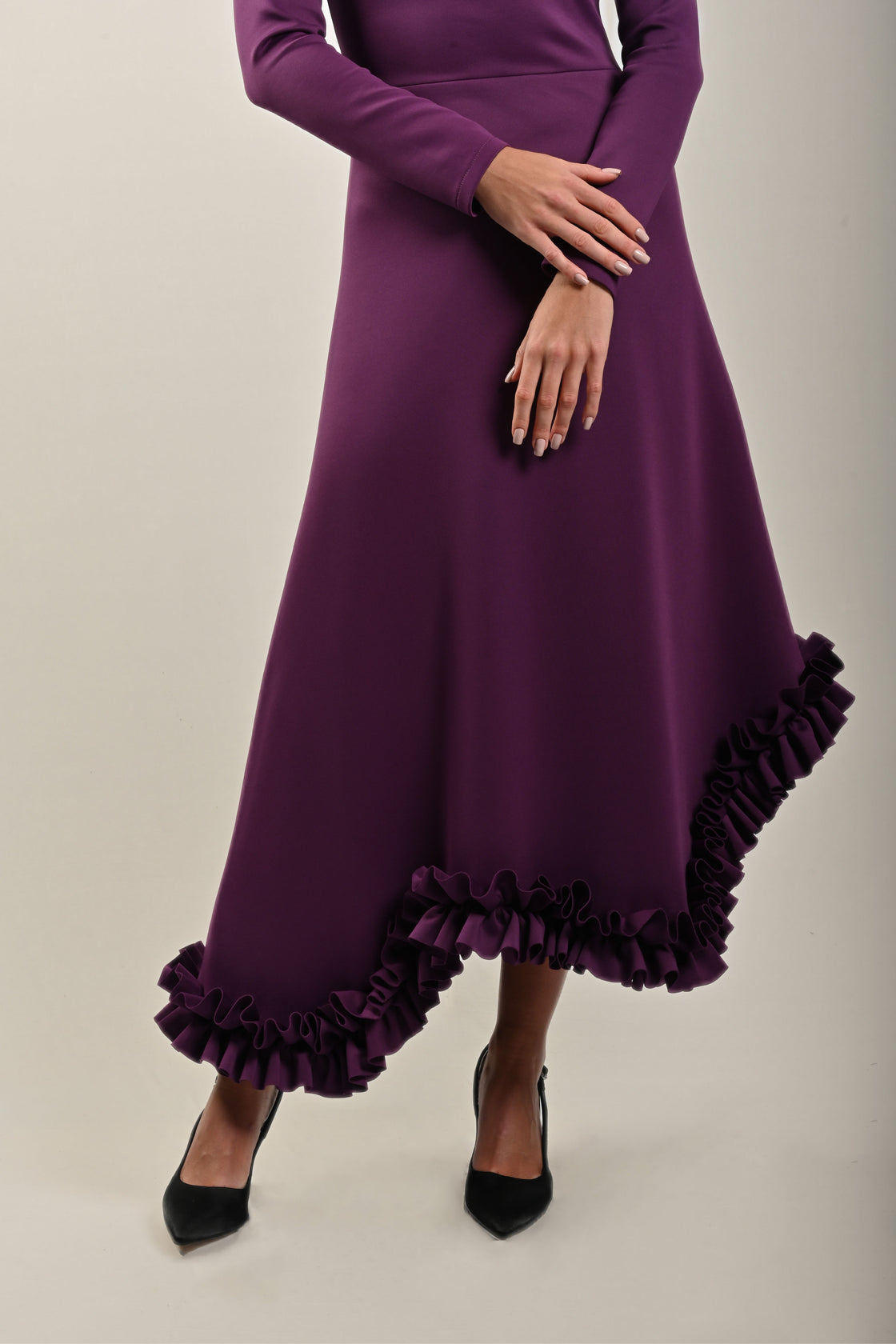 Purple Ruffled Hem Dress