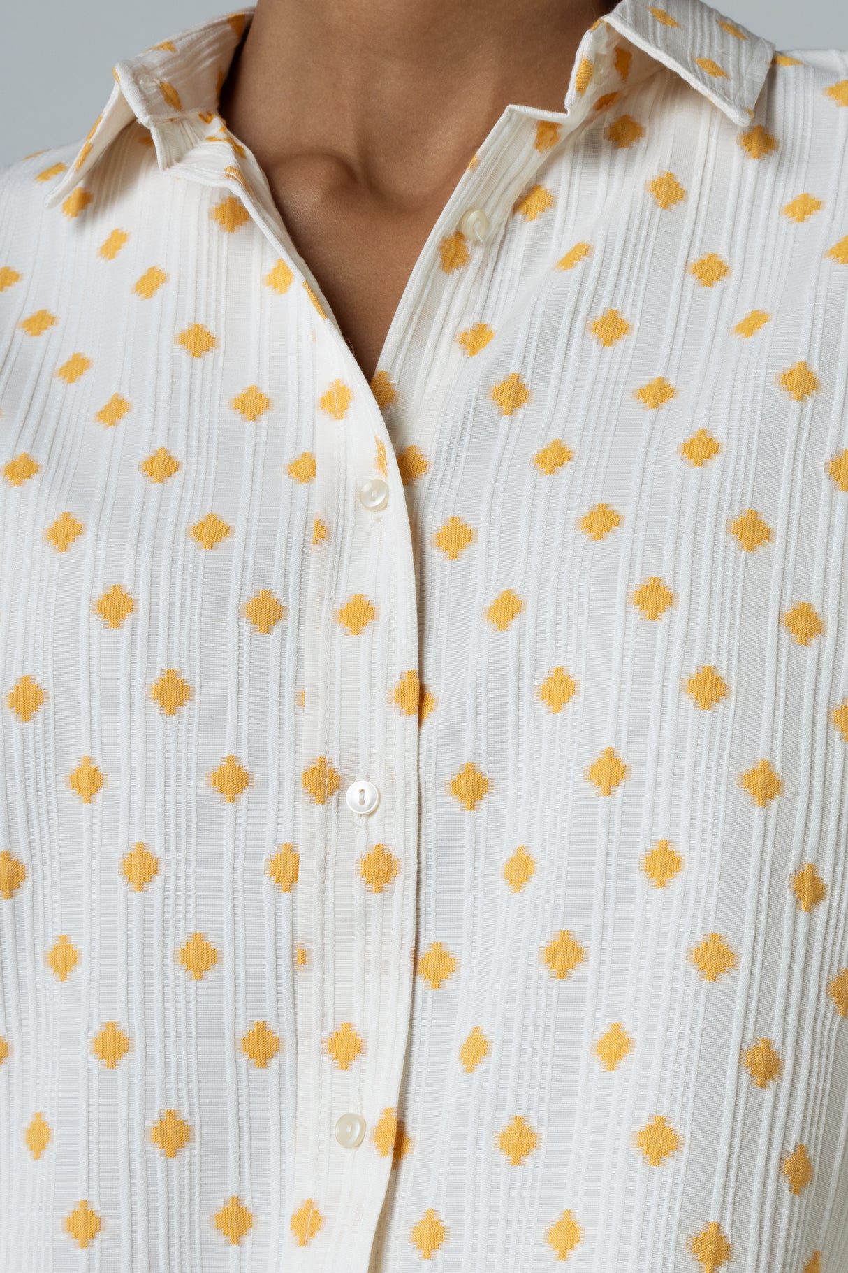 Orange Polka Dot Jaquard Shirt