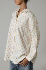 Orange Polka Dot Jaquard Shirt