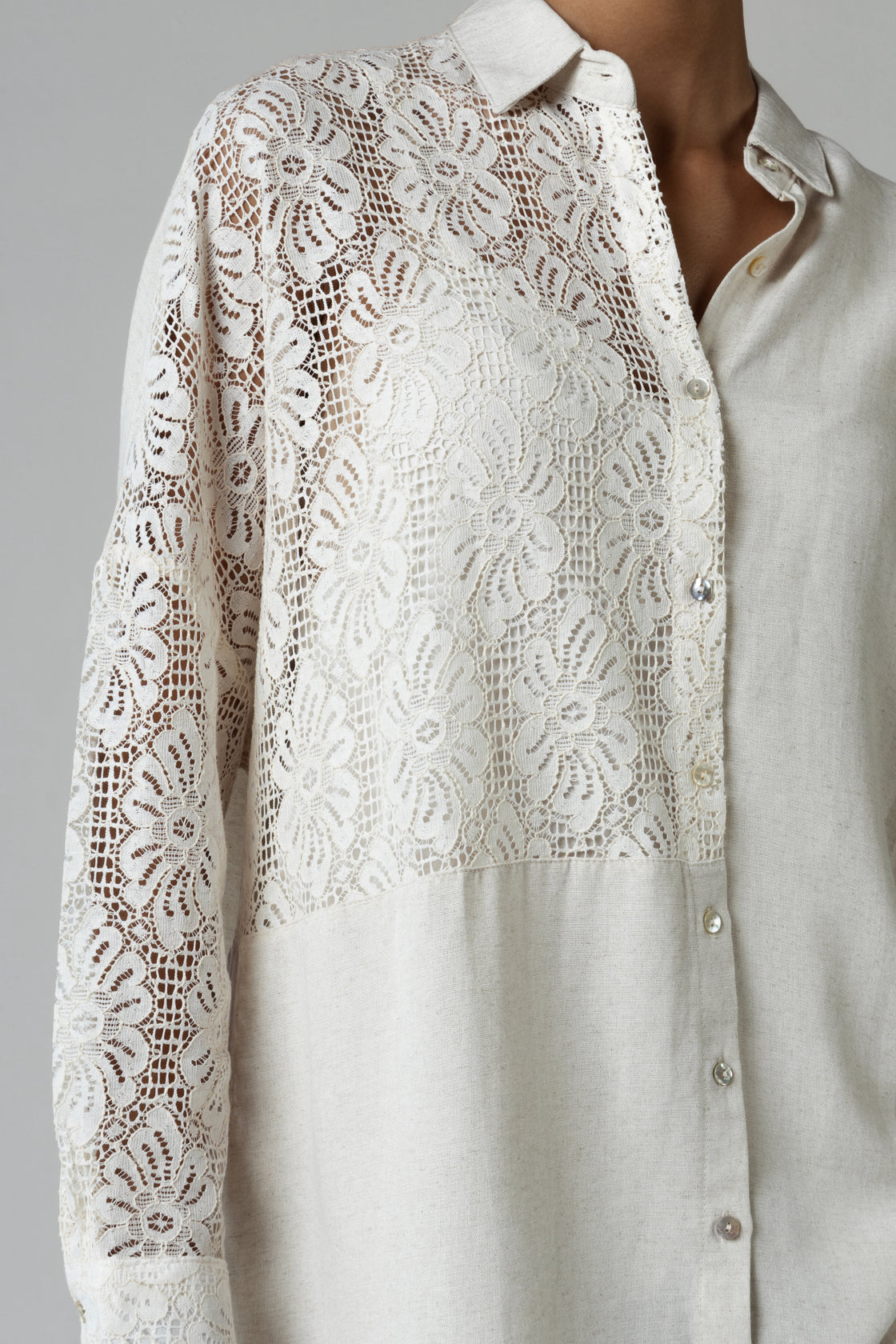 Lace and Linen Mix Shirt