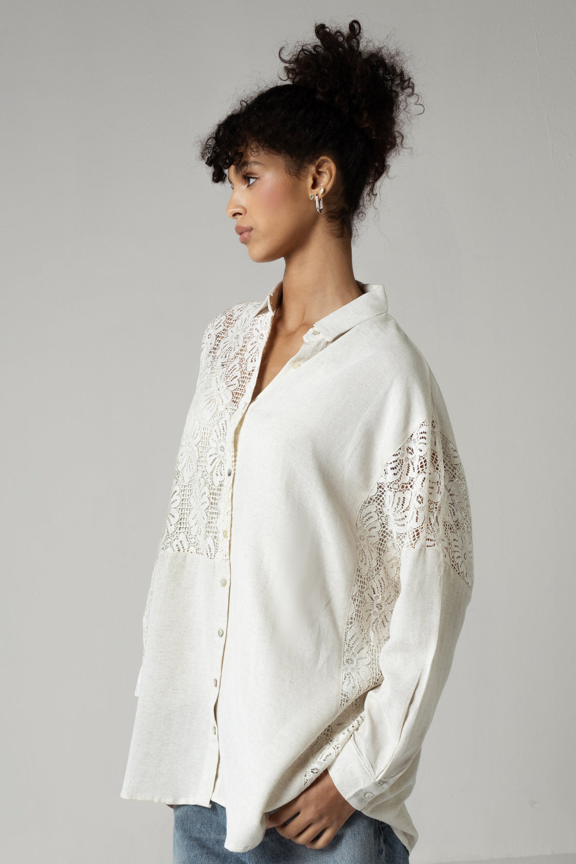 Lace and Linen Mix Shirt