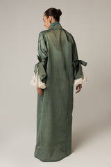 Green with Lace Sleeves Abaya