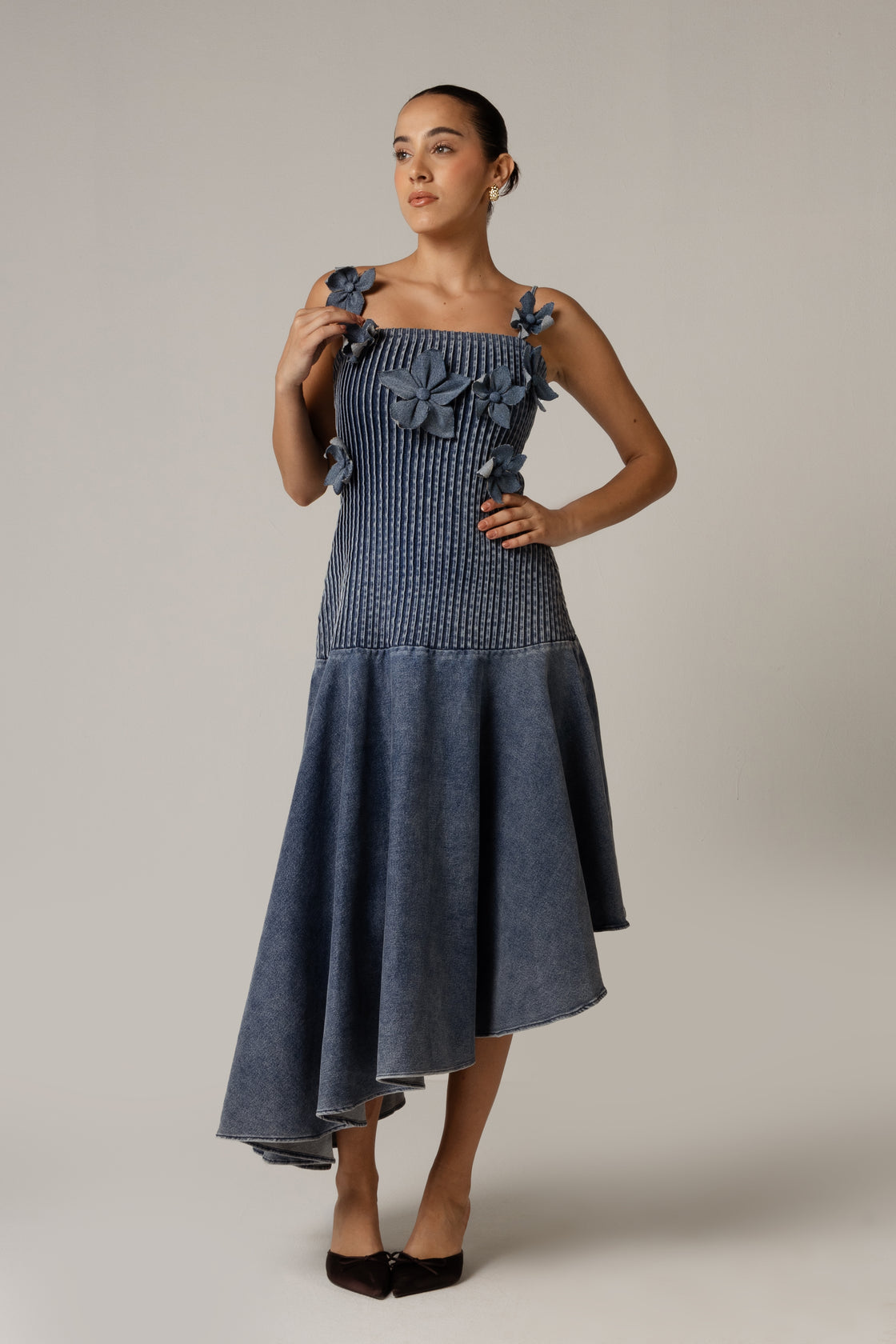 Hand Appliquéd Denim Dress