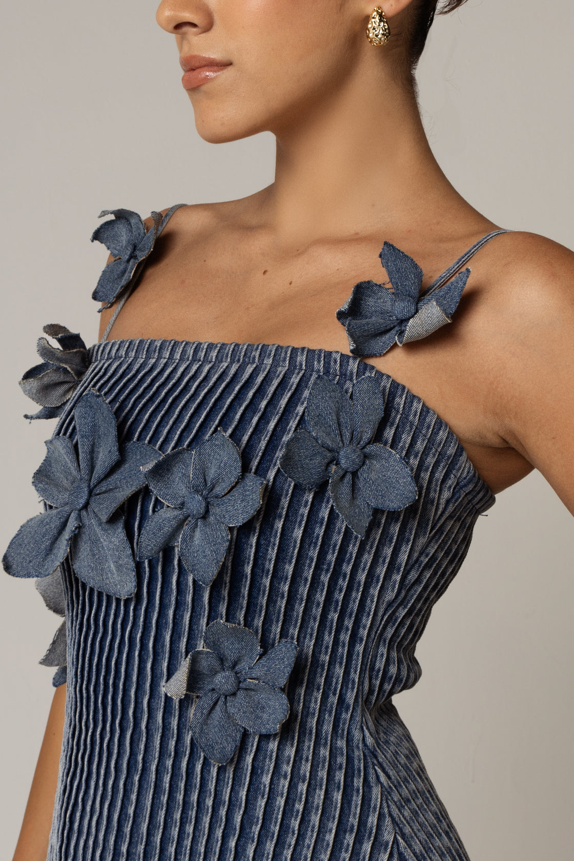 Hand Appliquéd Denim Dress