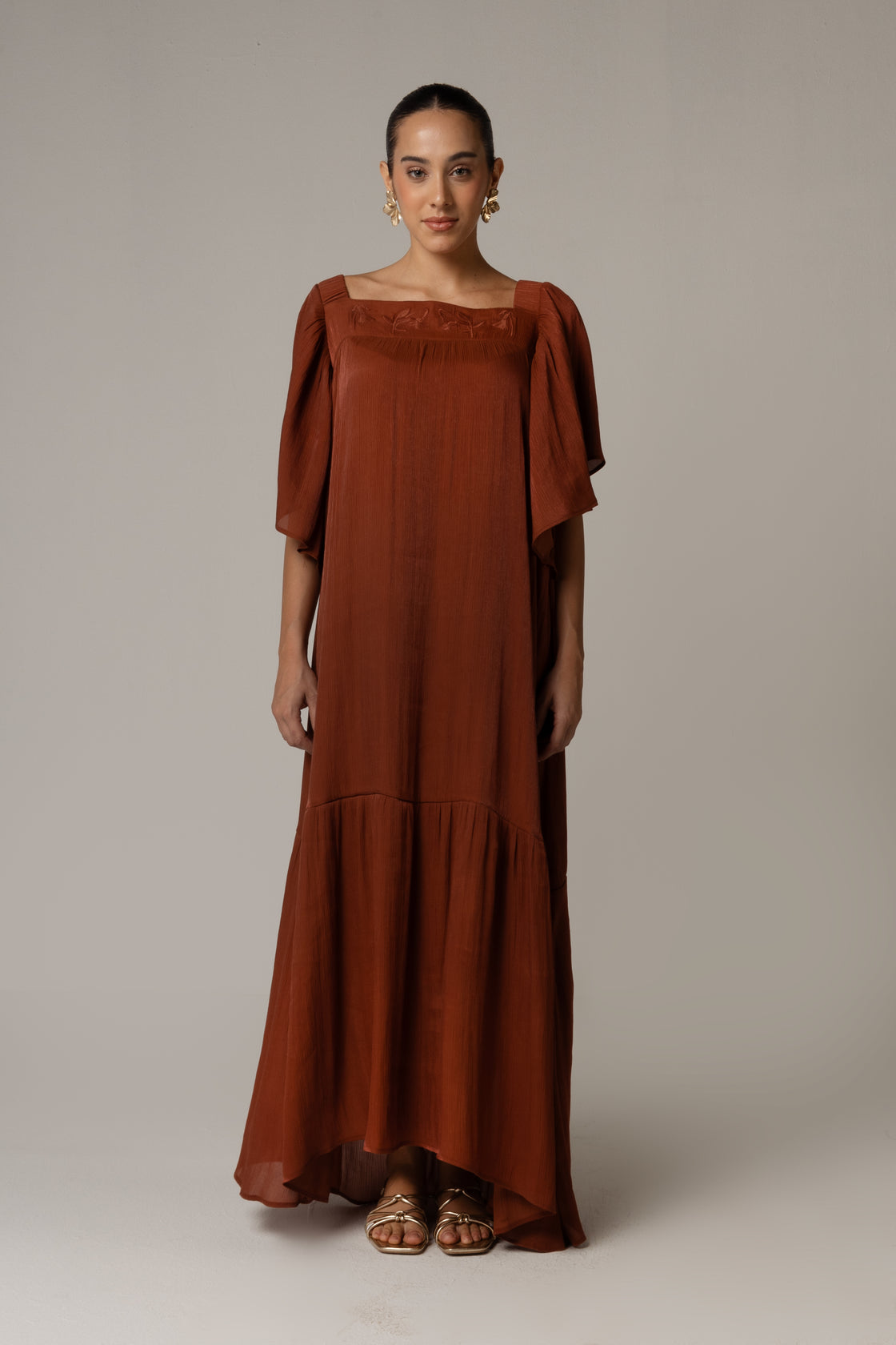 Tonal Embroidered Maxi Dress