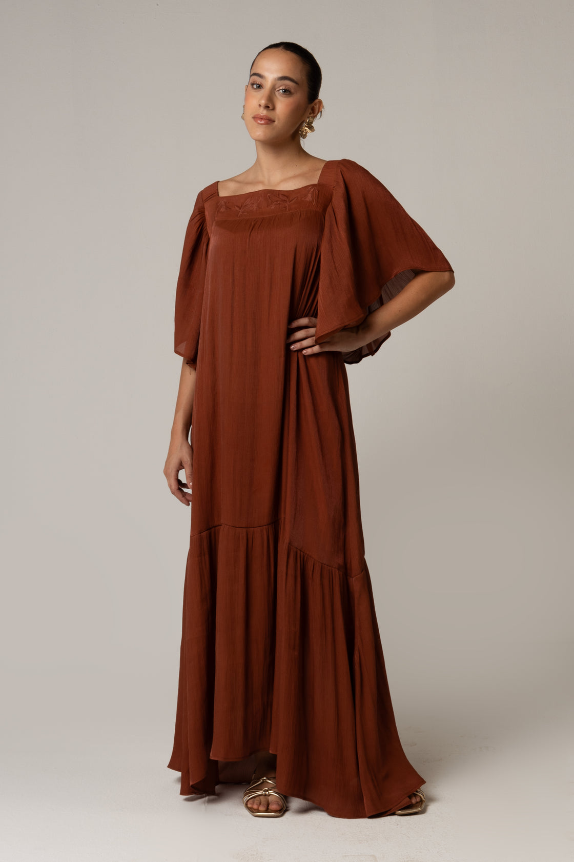 Tonal Embroidered Maxi Dress