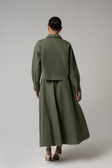 Twill Shirt & Skirt Set - Green