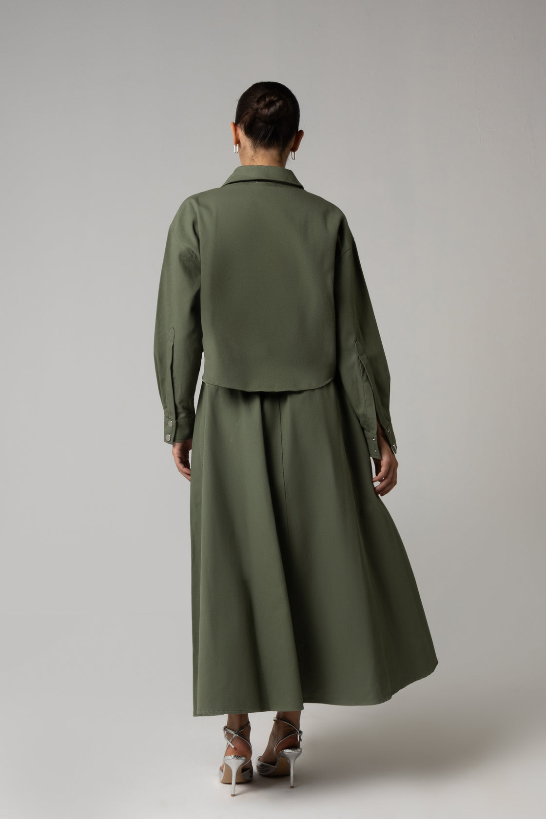 Twill Shirt & Skirt Set - Green