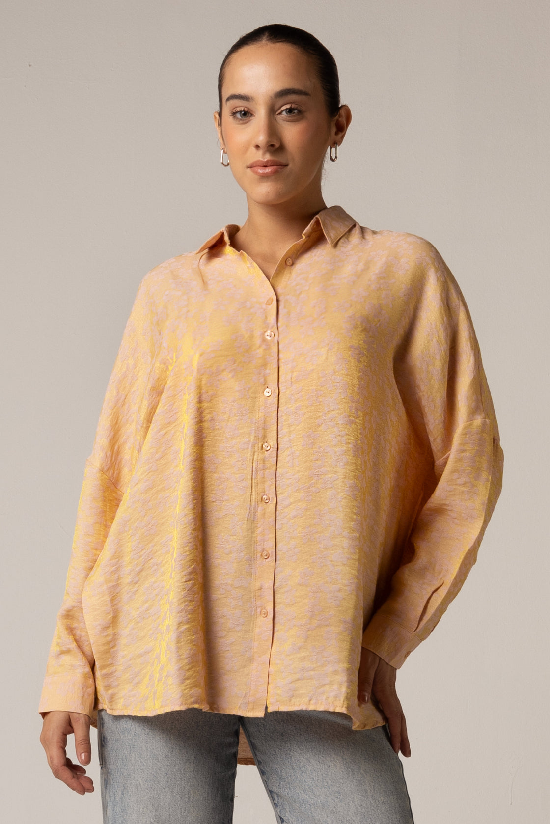 Jaquard Oversized Shirt with Shimmery Effect