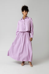 Twill Shirt & Skirt Set - Purple