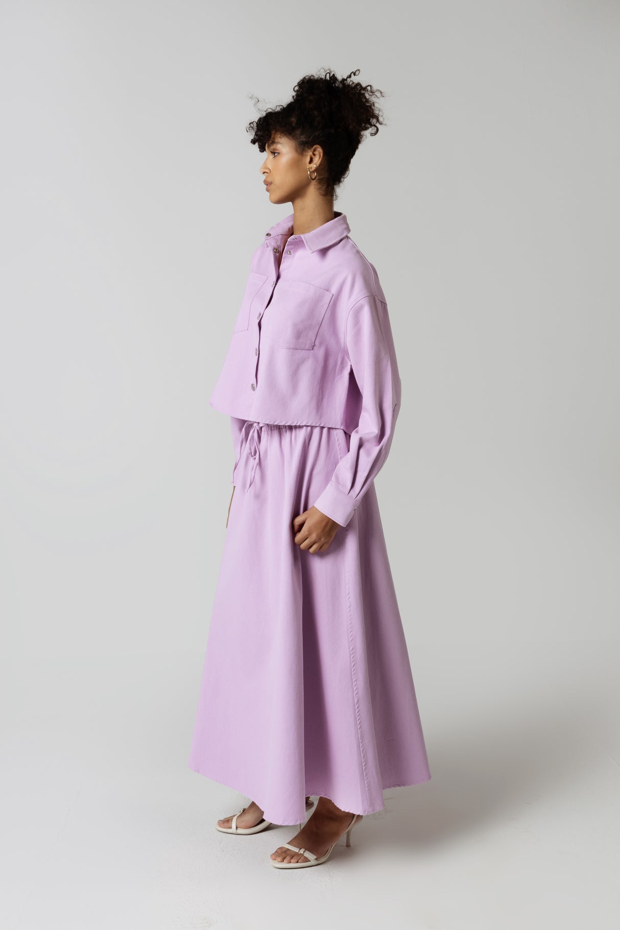 Twill Shirt & Skirt Set - Purple