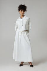 Twill Shirt & Skirt Set - White