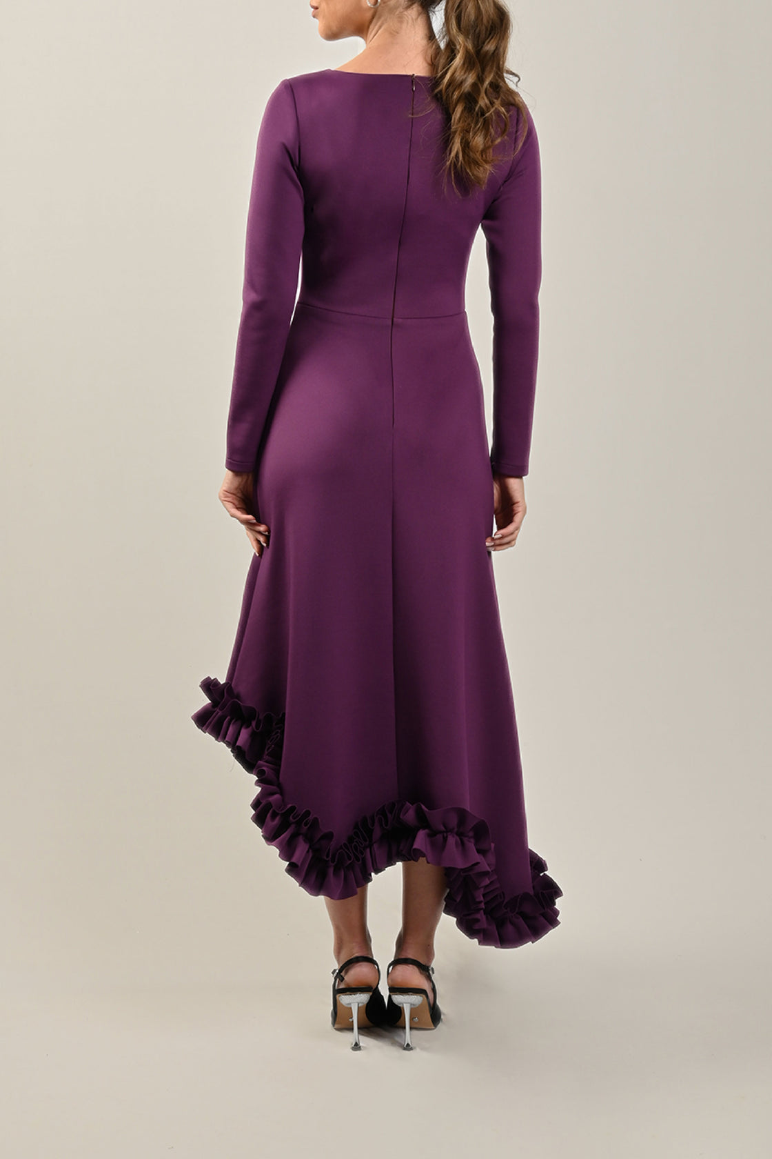 Purple Ruffled Hem Dress