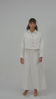 Twill Shirt & Skirt Set - White